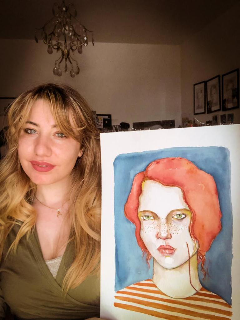 Apollonia Benassi, autrice della copertina dell'ultimo romanzo di Asmae Dachan, Cicatrice su Tela, Castelvecchi editore